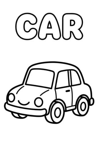 Mẫu tô màu ô tô dưới chữ CAR