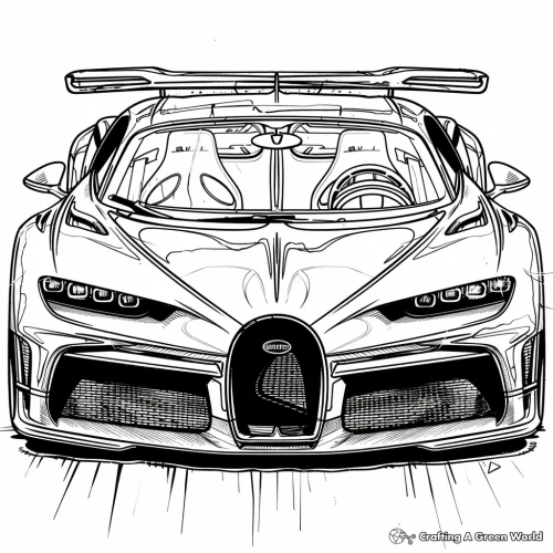Mẫu tô màu siêu xe Bugatti nhìn chính diện