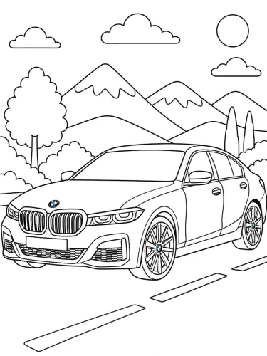Xe sedan trên đường núi