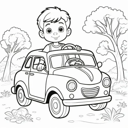 Cậu bé lái ô tô cổ