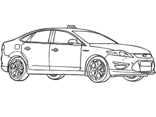Tranh tô màu xe taxi sedan