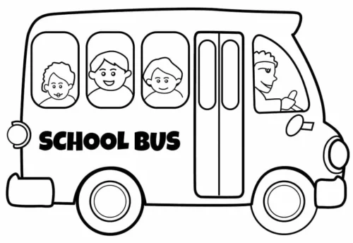 Mẫu tô màu xe buýt trường học chở học sinh