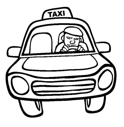 Hình tô màu bác tài lái taxi nhìn chính diện