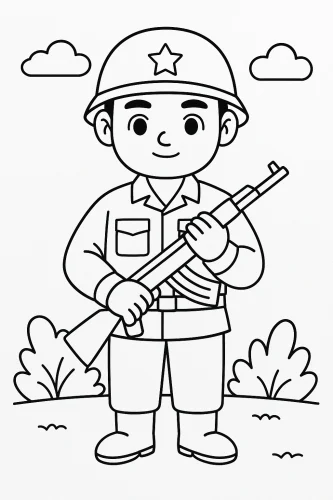 Tranh vẽ chú bộ đội 1