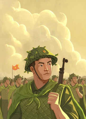 Tranh vẽ chú bộ đội 30