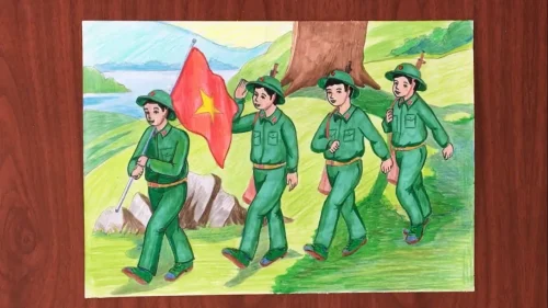 Tranh vẽ chú bộ đội 37