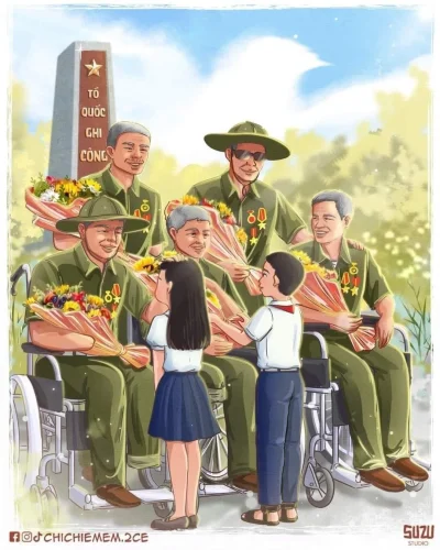 Tranh vẽ chú bộ đội 45