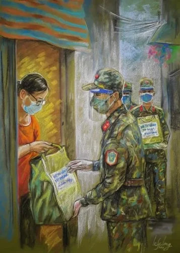 Tranh vẽ chú bộ đội 47