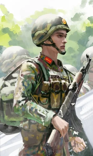 Tranh vẽ chú bộ đội 48