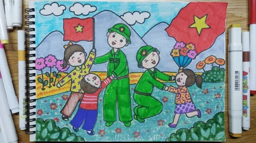 Tranh vẽ chú bộ đội 50