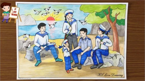 Tranh vẽ chú bộ đội 58