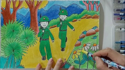Tranh vẽ chú bộ đội 59