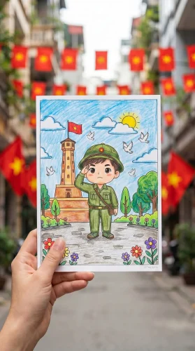 Tranh vẽ chú bộ đội 7