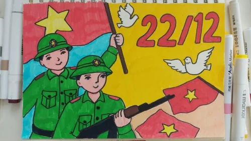 Tranh vẽ chú bộ đội 33