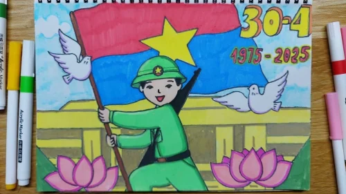 Tranh vẽ chú bộ đội 60