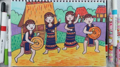 Vẽ tranh đề tài lễ hội 3