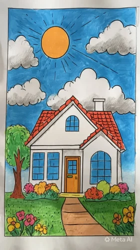 Vẽ tranh ngôi nhà 50